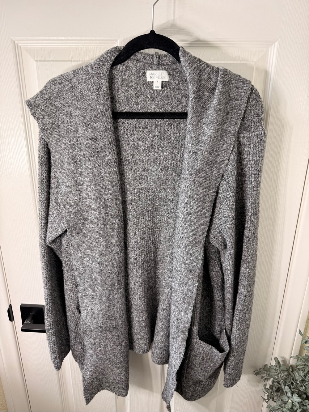Market & Spruce Heather Gray Hooded Open-Front Cardigan